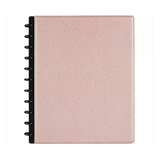 TUL Discbound Notebook, Elements Collection, Letter Size, Leather Cover, Rose Gold/Pebbled, 60 Sheets