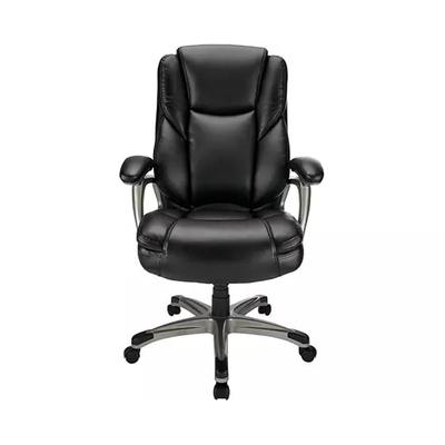 Office Depot Realspace Cressfield Bonded Leather High-Back Executive Chair, Black/Silver