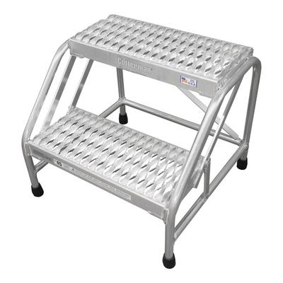 Cotterman 24" x 10" x 20" 2-Step Aluminum Step Stand with UnaGrip Serrated Tread D1160018 - 500 lb. Capacity