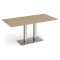 Tigris Rectangular Dining Table, 160wx80dx73h (cm), Brushed Steel Frame, Kendal Oak