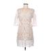 Yoana Baraschi Casual Dress - Mini: Ivory Damask Dresses - Women's Size 6