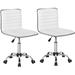 Latitude Run® Adjustable Task Chair PU Low Back Ribbed Armless Swivel Desk Chair Office Chair Wheels White Upholstered in Gray | Wayfair