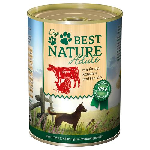 6x 400g Best Nature Dog Adult Pute, Rind & Karotten Hundefutter nass