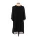 Zara Basic Casual Dress - Shift Crew Neck 3/4 sleeves: Black Print Dresses - Women's Size Small