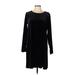 Gap Casual Dress - Mini Crew Neck Long Sleeve: Black Solid Dresses - Women's Size Large