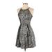 Aqua Casual Dress - A-Line Crew Neck Sleeveless: Gray Dresses - Women's Size Small