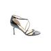 Ivanka Trump Heels: Black Print Shoes - Women's Size 7 1/2 - Open Toe