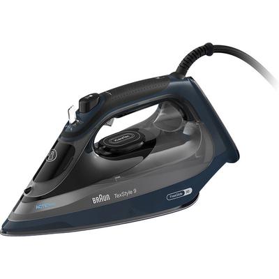 BRAUN Dampfbügeleisen "TexStyle 9 SI 9682 DB - 3.200 W, 260 g Dampfstoß, 330 ml Wassertank", blau (dunkelblau), B:13cm H:15cm T:32cm, Bügeleisen, 60 g Dampfmenge, EloxalPlus Bügelsohle, Entkalkungssystem/-erinnerung