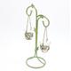 Candle Holder - Wrought Iron with Heavy Glass Inserts - Hanging Candles - Green and Gold Textured Finish - Hand Made - Hand Finished