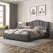 Queen Size Upholstered Platform Bed Storage Bed with 4 Drawers, Gray