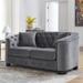 Grey Velvet Loveseat Sofa Couch for Living Room Chesterfield Sofa 2-Seater Couch, Upholstered Tufted Backrests 2 Cushions Settee