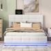 Tufted Upholstered Platform Bed Hydraulic Storage Bed, PU Finish Storage Bed with LED Lights & USB Charger for Bedroom