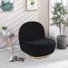 Black Gold Finish Stainless Steel Base Velvet Swivel Accent Chair