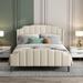 Queen Size Velvet Fabric Upholstered Platform Bed, Wood Platform Bed Frame with Headboard & Footboard for Bedroom Apartment
