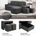 Reversible Sleeper Sectional Sofa w/ 2 Storage Foot Stools, Black+Blue