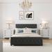 Upholstered Platform Bed w/Drawer & Headboard, Metal Storage Bed Frame