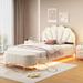 2-Pieces Bedroom Sets Upholstered Platform Bed Floating Bed, Beige