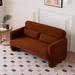 59" Fabric Loveseat Ergonomic Sofa Chaise with Support Pillow Recessed Arms Couch with Solid Wood Frame for Livingroom