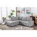 Velvet Sleeper Sectional Sofa 87" L-Shape Corner Couch Sofa-Bed Versatile Upholstered Sofa w/Storage, USB Ports & Power Sockets