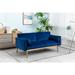 Navy Velvet Upholstered Loveseat Sofa Convertible Futon Sofa Bed