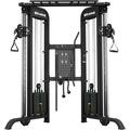 Mikolo Smith Machine Home Gym 2200LB Squat Rack Power Cage with Cable Crossover System Multifunction LAT Pull Down Machine DIY Storage Home Gym Equipment(Red)