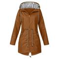 LBS Womens Fashion Rain Jacket with Hood Lightweight Long Sleeve Windbreaker Zip Up Drawstring Raincoat with Pockets
