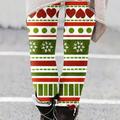 VALMASS Compression Leggings for Women Capri High Waist Christmas Print Yoga Pants Stretch Flannel Jeggings (XL C Green)