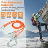 High-strength polyester reinforced wire safety rope climbing rope with large hook safety rope(Orange double rope hook 2M 12mm)