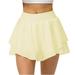 AnuirheiH Women s Mini Skirt 2023 Fall Fake Two-piece Running Casual Fall Sports Exercise Cycling Shorts Gym Yoga Tennis Skirt (including Pocket) Yellow M