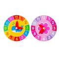 2PCS Wooden Clock Toy Cartoon Wooden Clock Learning Toy Funny Wooden Clock Cognitive Toy Creative Wooden Clock Cognitive Learning Toy Early Educational Learning Toys