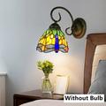 Tiffany Style Wall Light Stained Glass Dragonfly Wall Sconce Wall Lamp Fixture Without Bulb