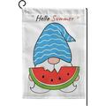 SKYSONIC Summer Funny Gnome Eating Watermelon Double-Sided Printed Garden House Sports Flag 12x18in Polyester Decorative Flags for Courtyard Garden Flowerpot