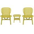 Dtwnek Patio Table Chair Set Coffee Table with Open Shelf and Lounge Chair Yellow
