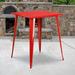 Grade 31.5 Square Red Metal Indoor-Outdoor Bar Height Table