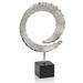 SM Cola Small Marble Base Circle Sculpture Silver Black Accents DÃ©cor Centerpiece Desk Home Office Tail Abstract Aluminum Modern 10 X 3.25 X 15.5