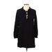 Lulus Casual Dress - Shift Plunge 3/4 sleeves: Black Print Dresses - Women's Size Large