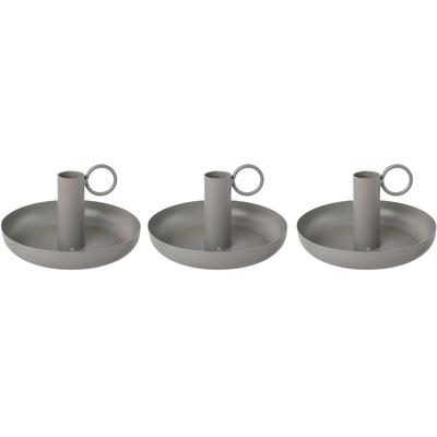 Kerzenhalter ANDAS "Stabkerzenhalter Engla", grau, H:6cm Ø:13cm, Metall, Kerzenhalter, aus Metall, mit dekorativem Henkel Image