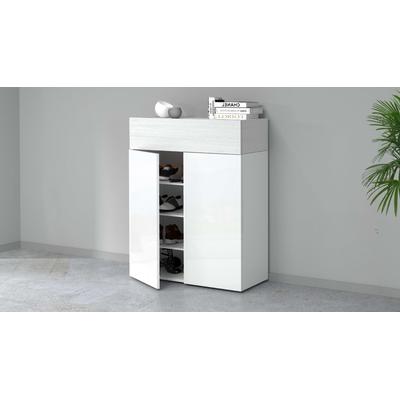 Schuhschrank INOSIGN "Savona", weiß (weiß hg, lärche weiß), B:76cm H:100cm T:35cm, Spanplatte, Schränke Image
