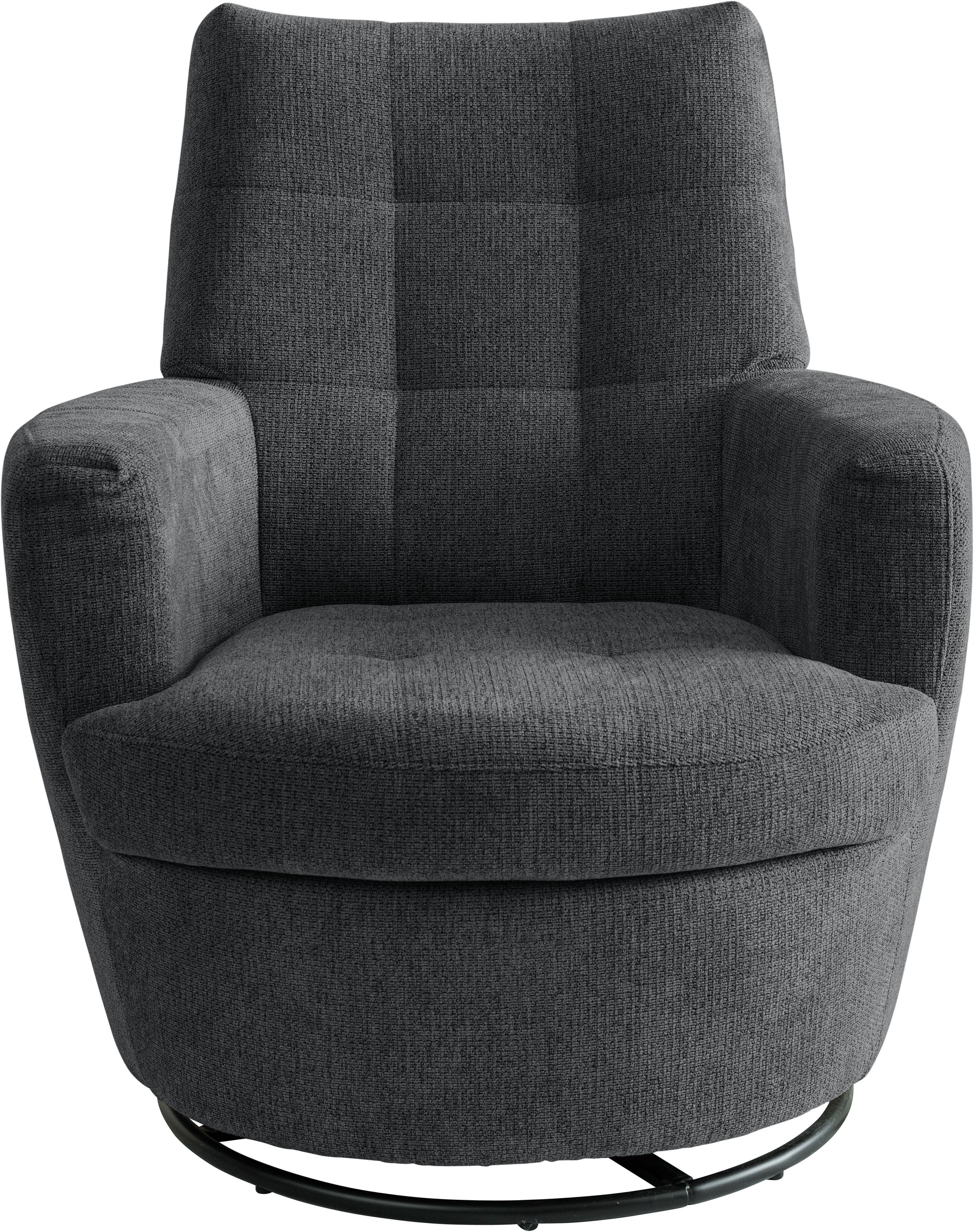 Drehsessel ALINA "Yuri", grau (dunkelgrau gfs 89), B:80cm H:93cm T:92cm, Chenille GFS (100% Polyester), Sessel, mit Dreh und Wippfunktion, passend zu Hocker Yuri