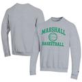 Men's Champion Gray Marshall Thundering Herd Icon Logo Basketball Eco Powerblend Pullover Sweatshirt