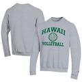 Men's Champion Gray Hawaii Rainbow Warriors Icon Logo Volleyball Eco Powerblend Pullover Sweatshirt