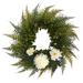 Nearly Natural 23in. Assorted Fern and Chrysanthemum Artificial Wreath