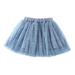 PRINxy Kids Skirt Toddler Girls Cute Party Dance Solid Color Embroidery Net Yarn Tulle Princess Dress Skirt Blue 9-10Years