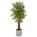 Nearly Natural 5.5 ft Bamboo Artificial Tree in White Planter
