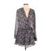 BCBGeneration Casual Dress - Mini Plunge Long sleeves: Purple Print Dresses - Women's Size Medium