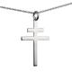 British Jewellery Workshops Silver 32x21mm plain Cross of Lorraine with a 1mm wide rolo Chain 16 inches Only Suitable for Children