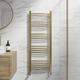 DuraTherm Heated Towel Rail Brushed Brass Bathroom Ladder Radiator Curved 1200 x 450mm Central Heating Towel Radiator Towel Warmer