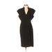Calvin Klein Casual Dress - Sheath V-Neck Short sleeves: Black Print Dresses - Women's Size 4