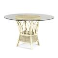 Braxton Culler Everglade Dining Table Glass/Wicker/Rattan in Yellow | 29.5 H x 48 W x 48 D in | Wayfair 905-075/GL0999-098/BRASS