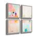 Ivy Bronx Rosa Abstract by Jolina Anthony 4 Piece Gallery Wall Set on Canvas in Blue/Pink | 48" H x 48" W x 2" D | Wayfair
